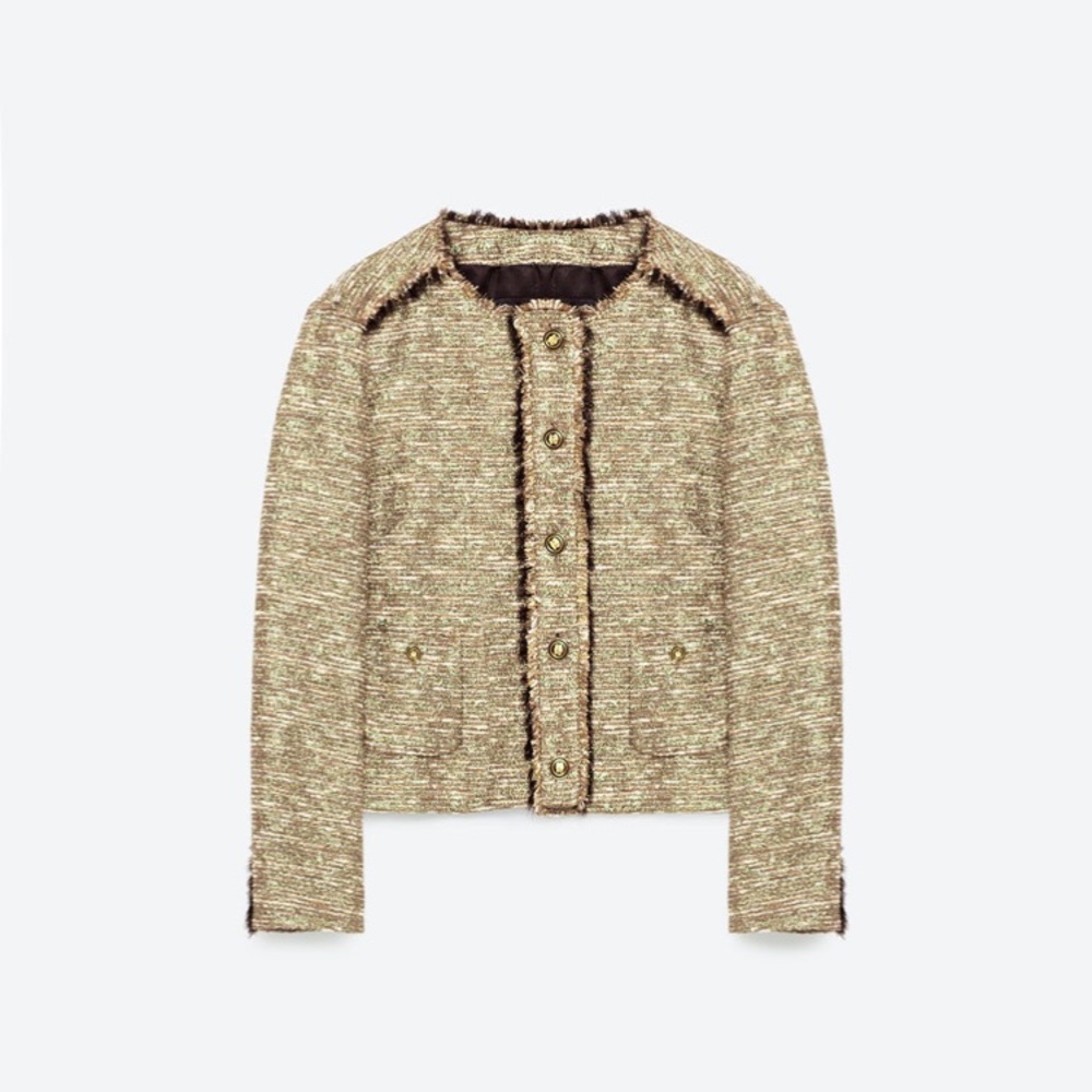 Zara Gold metallic tweed Blazer